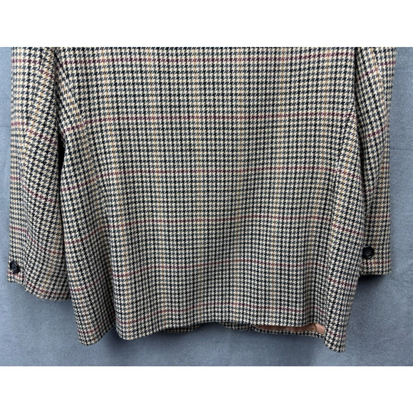 Cross Country Fashions Plaid Houndstooth Blazer Womens 12P Brown Wool Blend - Picture 7 of 16